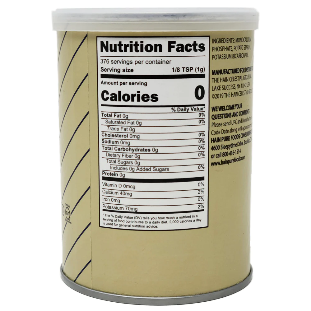 No Sodium Baking Powder Nutrition Facts